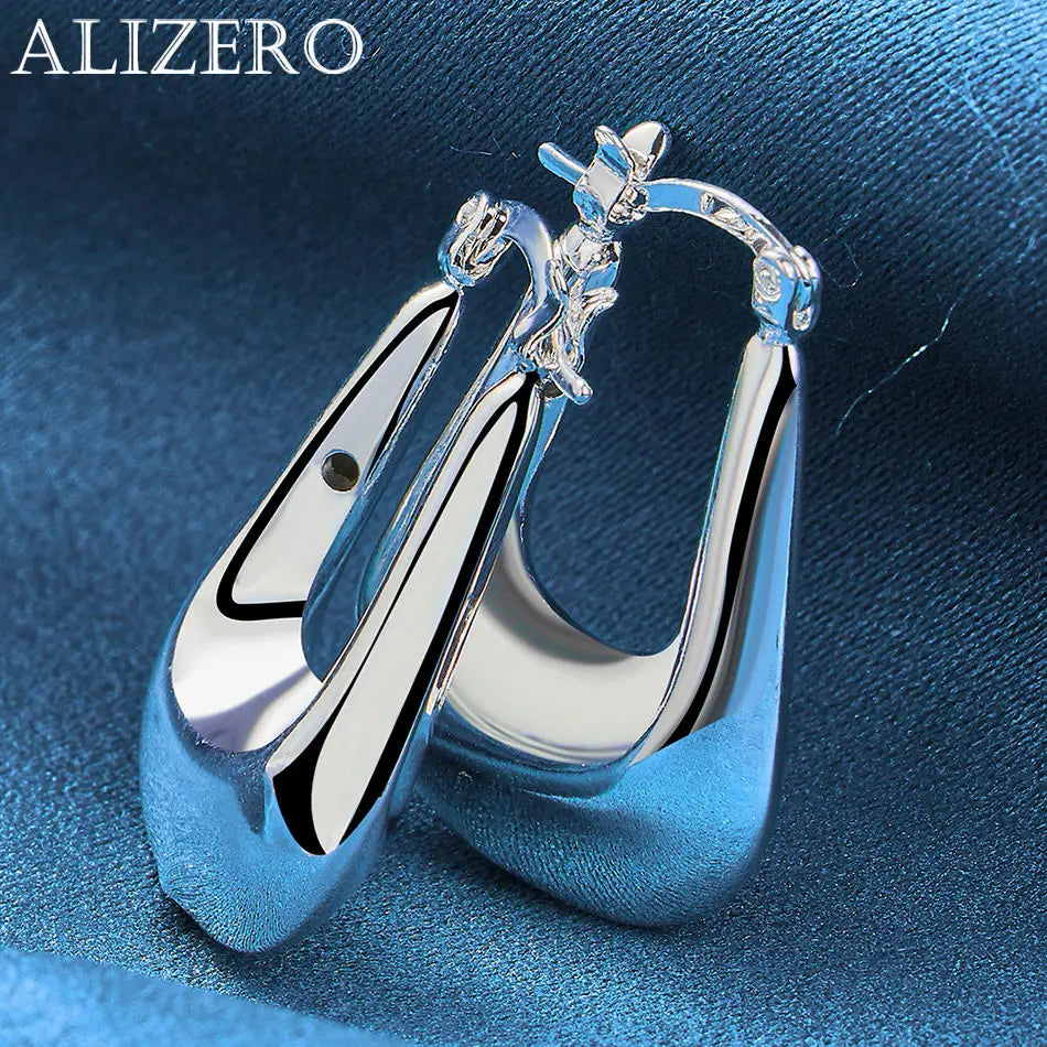 ALIZERO 925 Sterling Silver Earrings Simple Round Circle Hoop Earrings For Woman Fashion Wedding Engagement Charm Jewelry Gifts Vera Lux