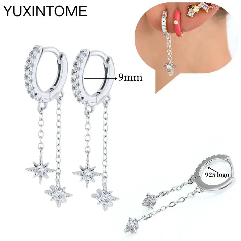 925 Sterling Silver Ear Needle Fashion Hoop Earrings White Crystal Luxury Women's Silver Earrings Wedding Women's Jewelry Gift Vera Lux