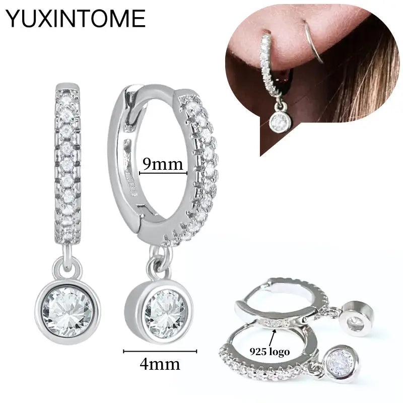 925 Sterling Silver Ear Needle Fashion Hoop Earrings White Crystal Luxury Women's Silver Earrings Wedding Women's Jewelry Gift Vera Lux