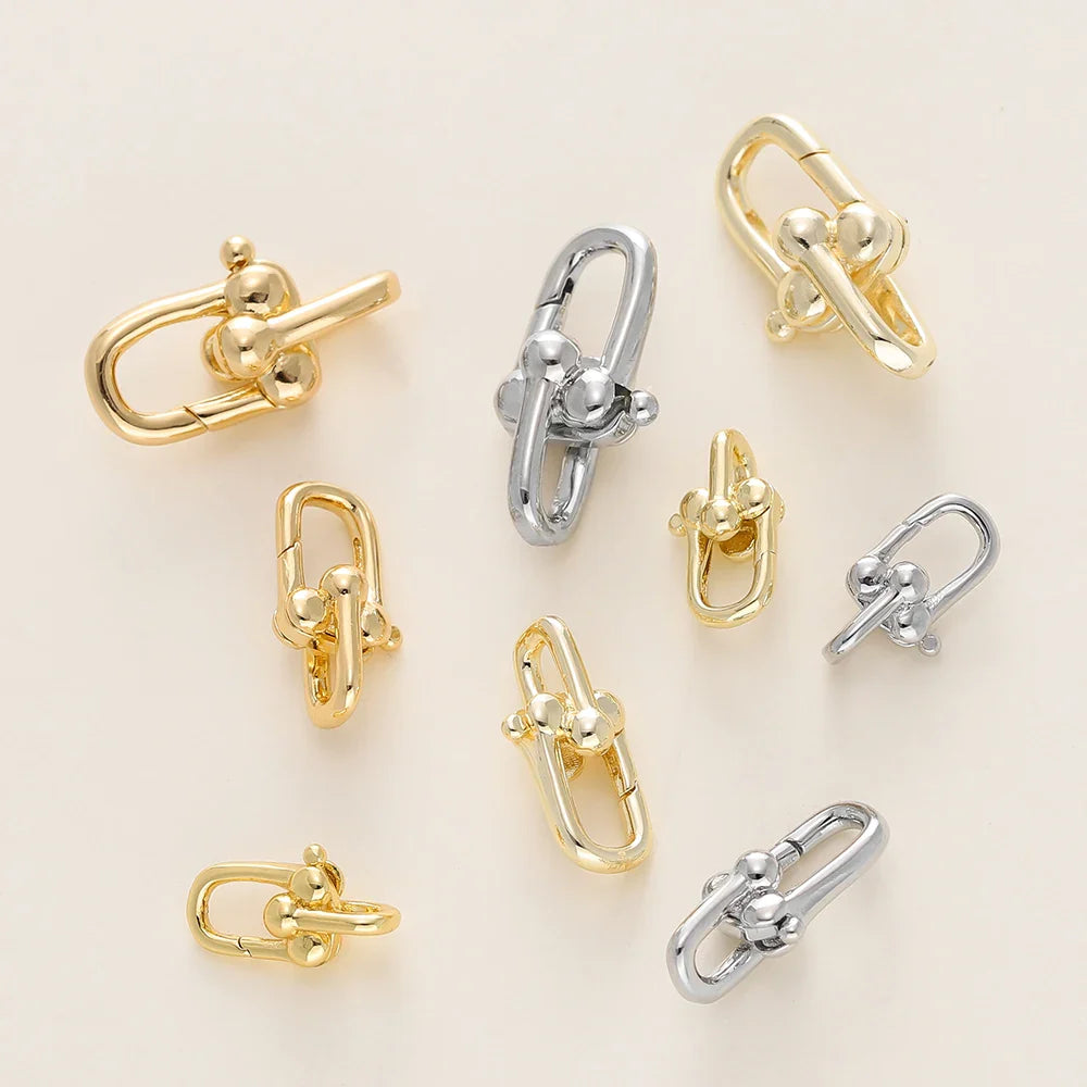 2Pcs/Pack 14/18K Gold Plated Spring Clasps Brass U Shape Lobster Clasp Connector for DIY Jewelry Bracelet Making Accessories Vera Lux