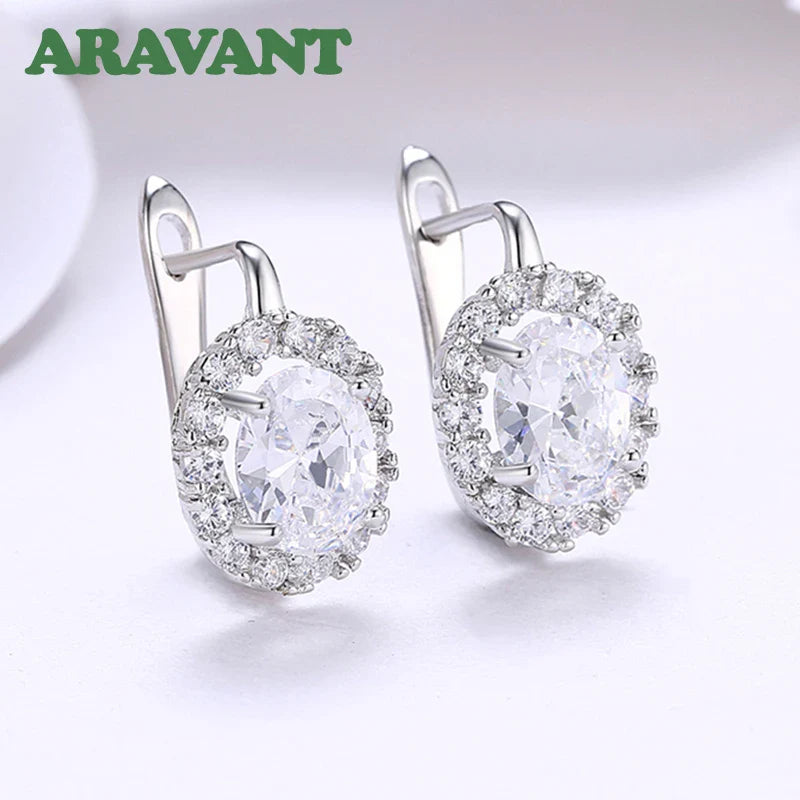 925 Silver Green/White Zircon Drop Earring For Women Wedding Jewelry Vera Lux