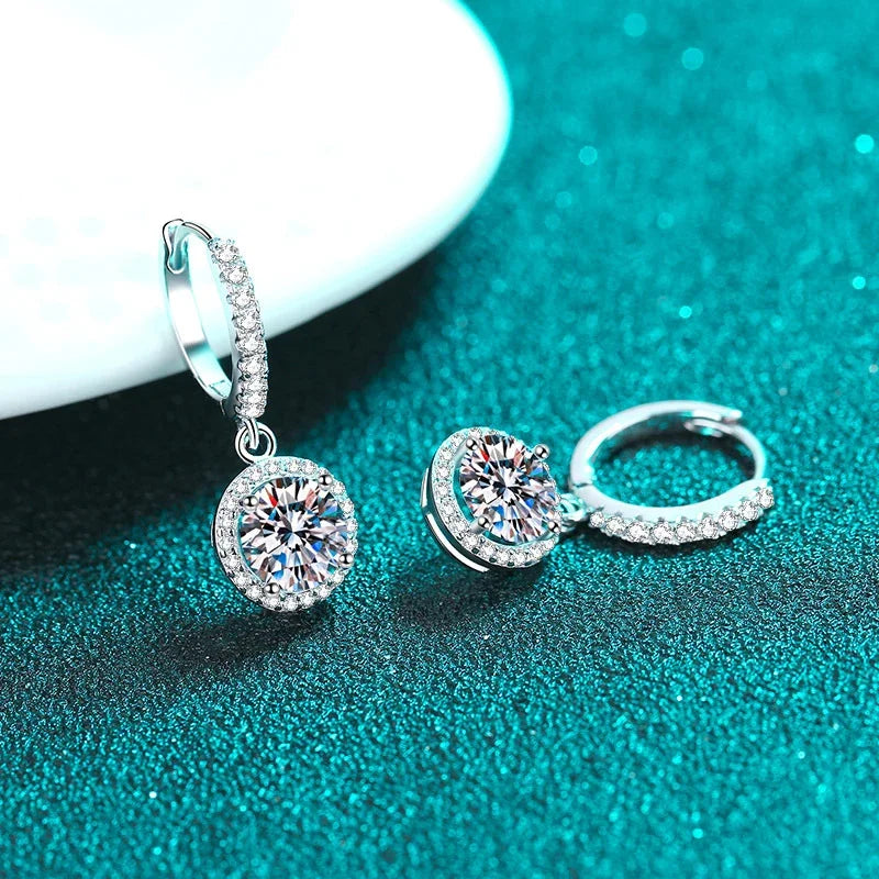 NeeTim 0.5ct 1ct D Color Moissanite Drop Earrings Orginal 925 Sterling Silver Earring for Women Sparkling Wedding Luxury Jewelry Vera Lux