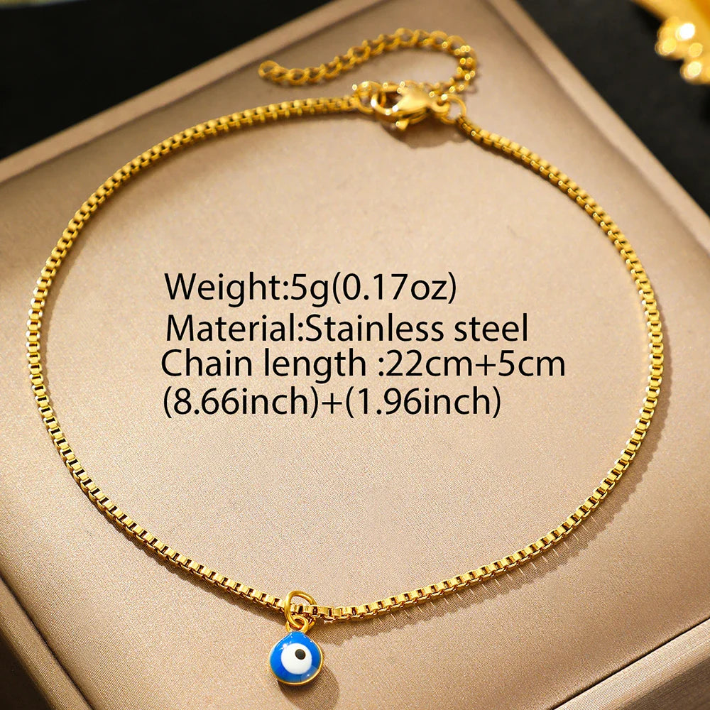 Stainless Steel anklet New personalized design Designs Acrylic Blue Eye Pendant subtlety anklet For Women Jewelry Party Gifts Vera Lux