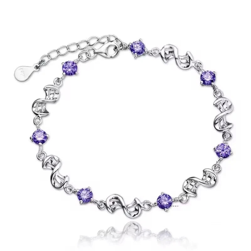 925 Sterling Silver Heart Shaped Bracelet For Women Retro Korean Versatile Blue Crystal Charm Bracelets Original Party Jewelry Vera Lux