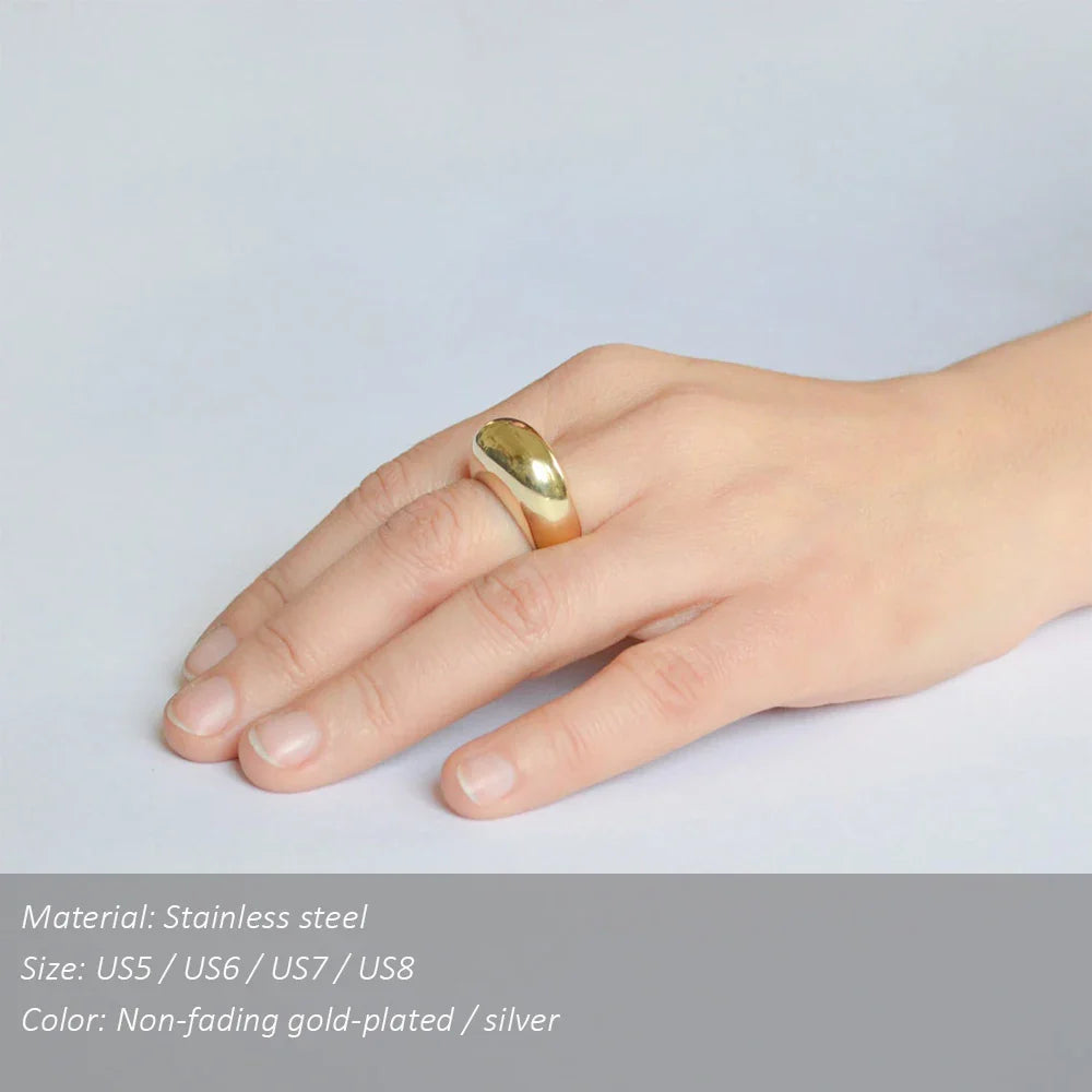 SUNIBI Fashion Simple Stainless Steel Rings for Women Arc Rings Jewellery Couple Anniversary Geometric Ring Size 5 6 7 8 Jewelry Vera Lux