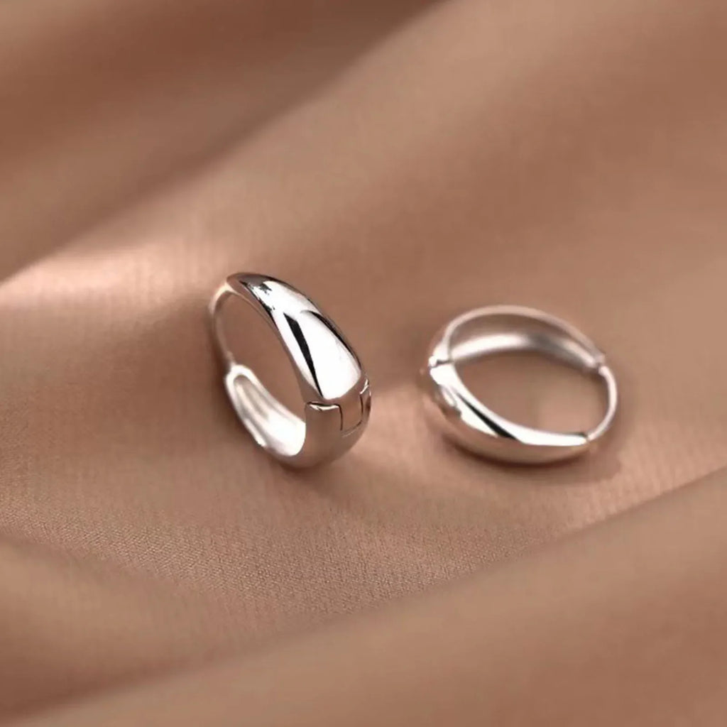 925 sterling silver plain ring earrings, light luxury and high-end earring, elegant and simple earring for women Vera Lux