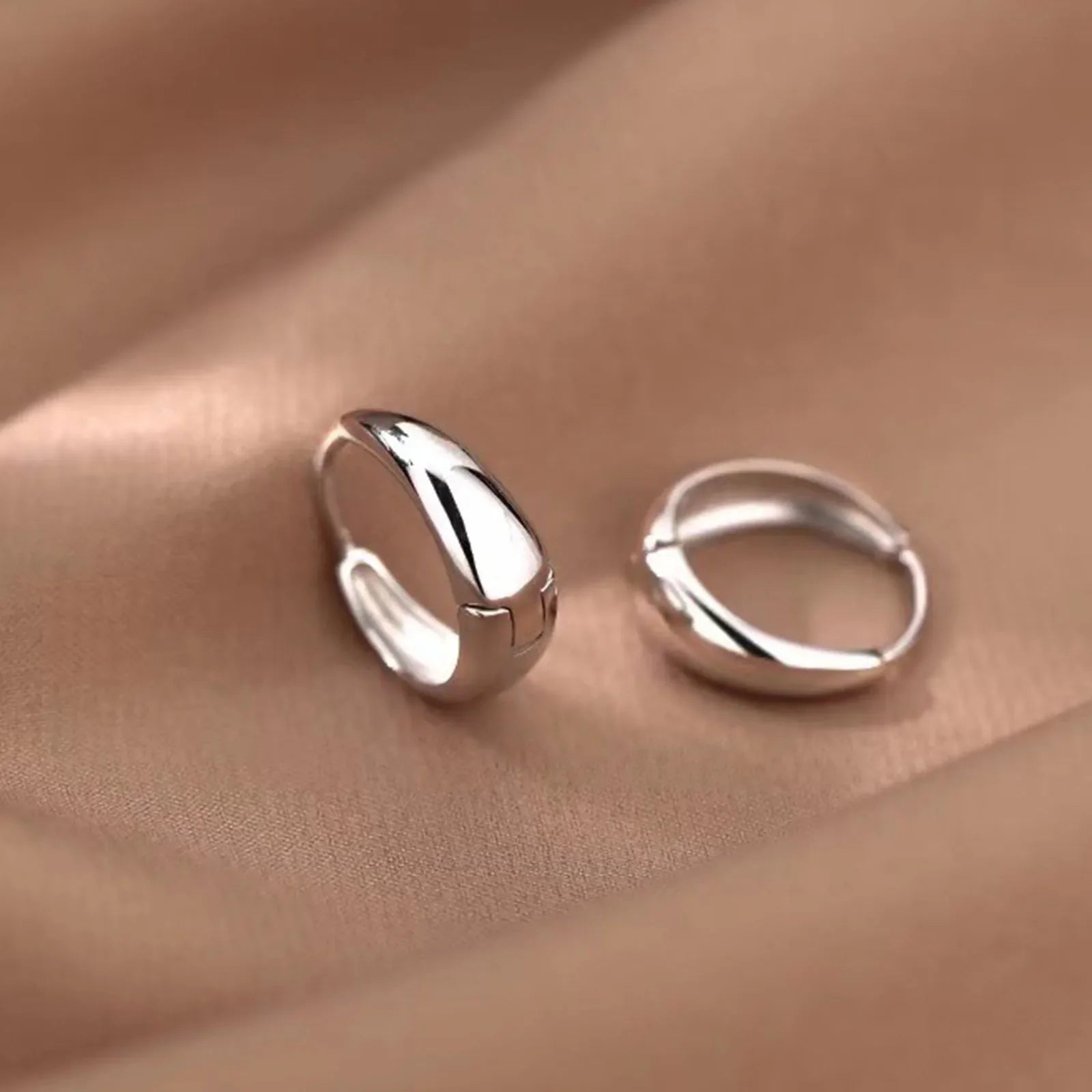 925 sterling silver plain ring earrings, light luxury and high-end earring, elegant and simple earring for women Vera Lux