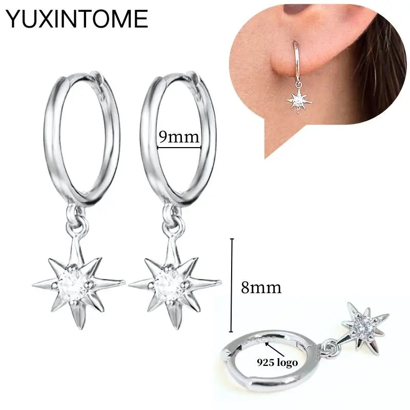 925 Sterling Silver Ear Needle Fashion Hoop Earrings White Crystal Luxury Women's Silver Earrings Wedding Women's Jewelry Gift Vera Lux