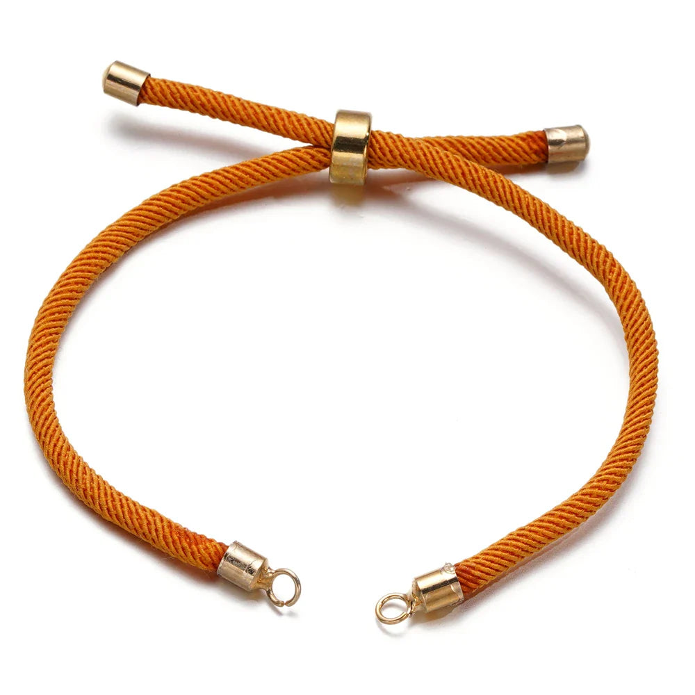 1pc Adjustable Nylon Braided Twisted Cords Slider Friendship Bracelets with Brass Cord End for Jewelry Making DIY Findings Vera Lux