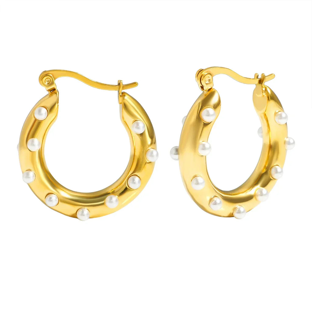 Luxury Shiny Zircon Hoop Earrings for Women Trendy Golden Stainless Steel Wed Ear Geometric Circle Earring Jewelry Pendientes Vera Lux
