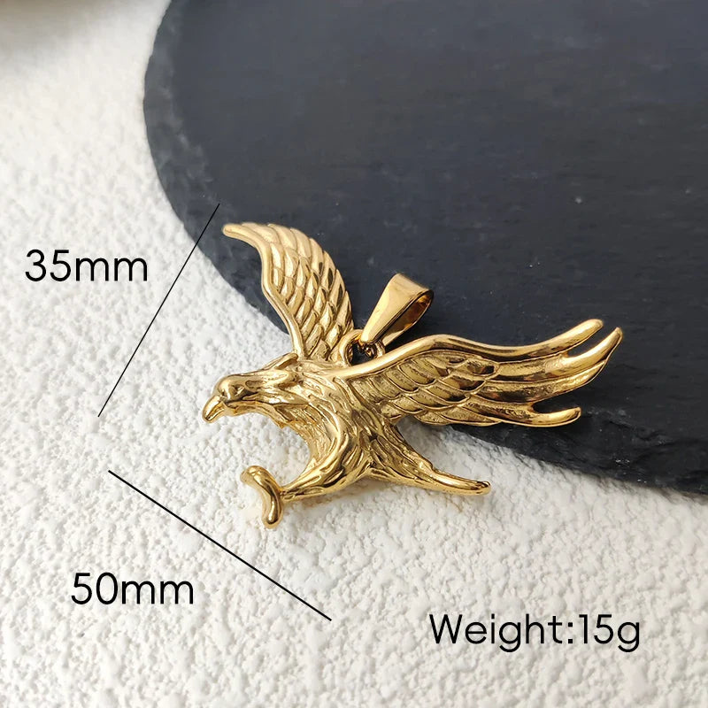 18K Gold Plated Stainless Steel Eagle Pendant, Eye catching, Must - have for Hip Hop Lovers, Suits Nightclubs & Casual Outfits Vera Lux