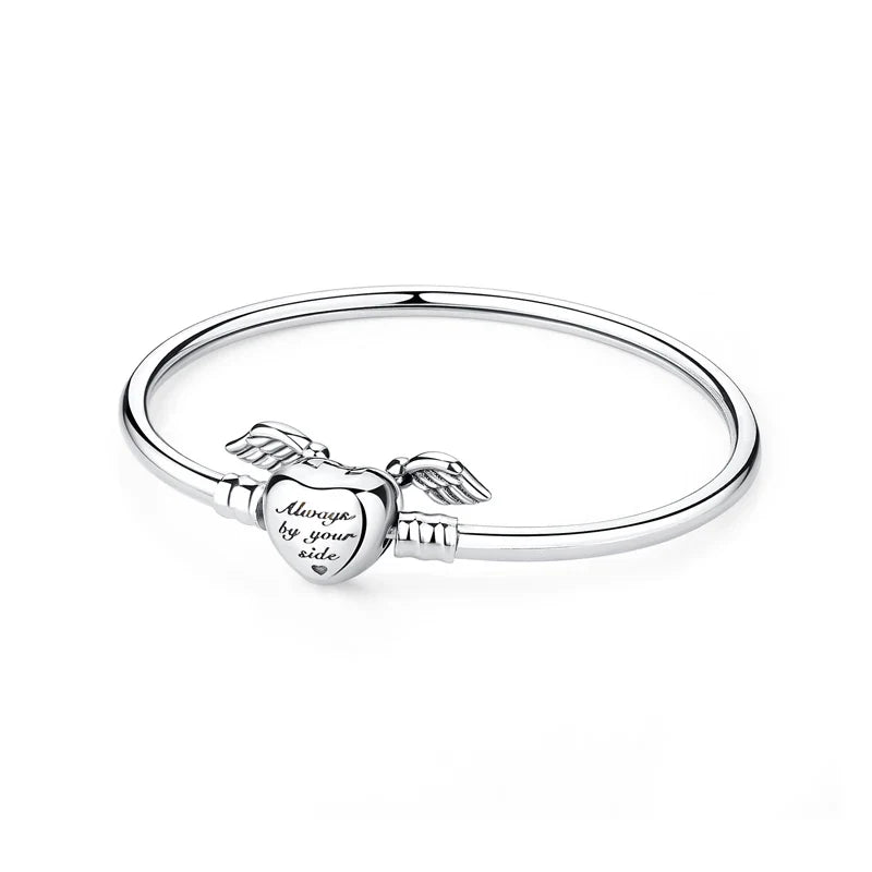 Original 925 Sterling Silver Bracelets Bangles Love Family Friends Heart Charms Beads Bangle For Women DIY Luxury Jewelry Gift Vera Lux