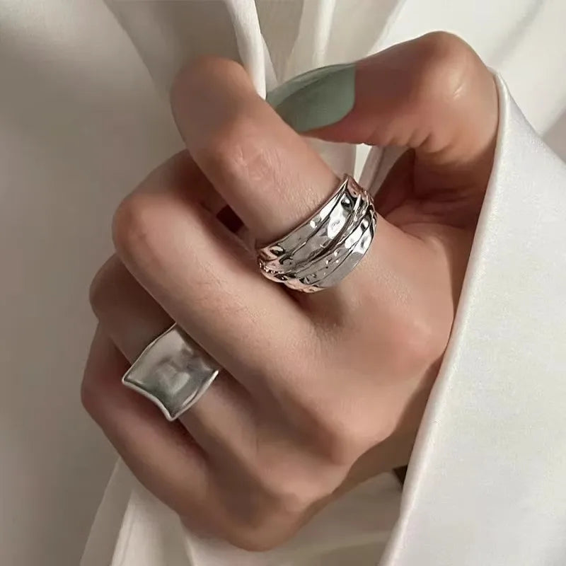 925 Sterling Silver Ring For Women Jewelry Wide Simple Open Vintage Handmade Ring Allergy For Party Birthday Gift Vera Lux