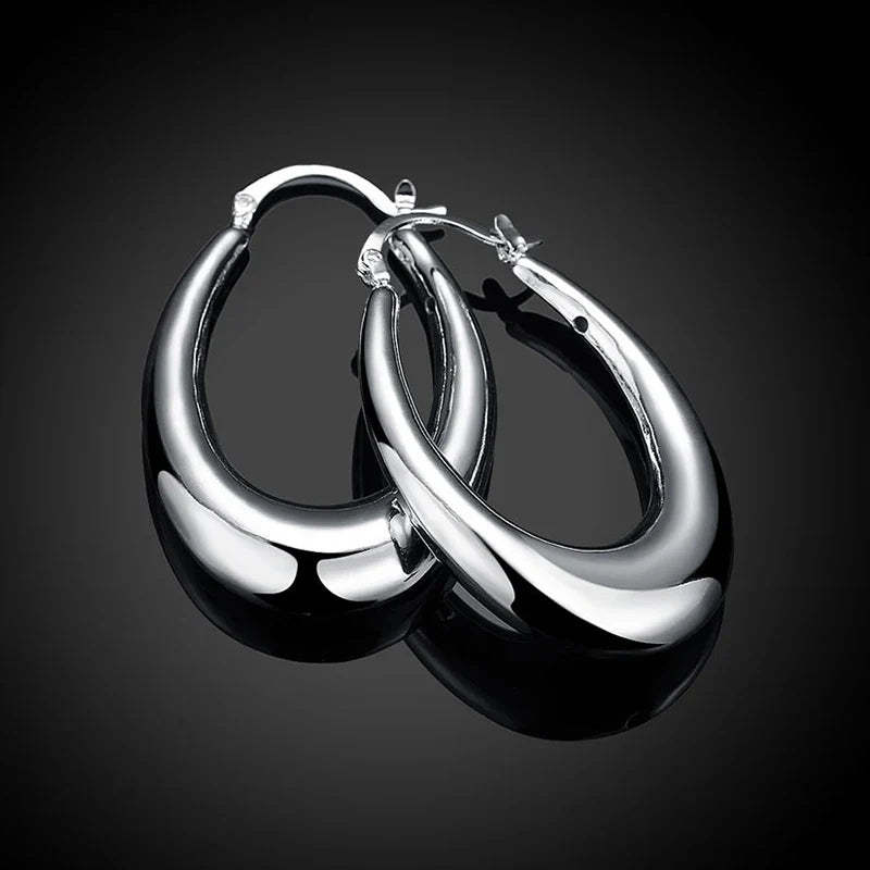 925 Silver Big Moon Hoop Earrings For Women Fashion Jewelry Wholesale Vera Lux