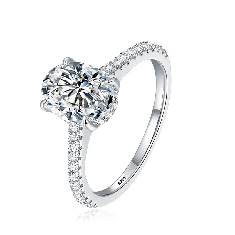 NeeTim 1ct 2ct 3ct Oval Cut Moissanite Rings for Women 925 Sterling Silver Lab Diamond Wedding Engagement Ring Gemstone Band Vera Lux