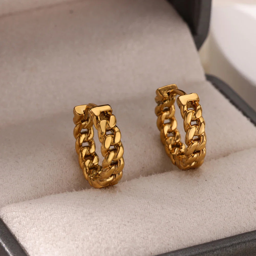 Stainless Steel Chain Earrings For Women Gold Color Geometric Chain Earring Female Fashion Party Wedding Jewelry Gift BFF Vera Lux