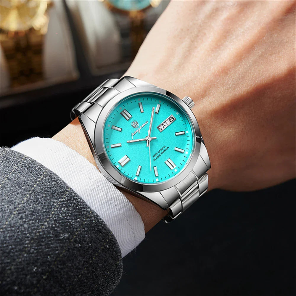 PAAZOMU Top Luxury Man Watch Waterproof Stainless Steel Men Wristwatch Luminous Date Week Fashion Business Quartz Men's Watches Vera Lux