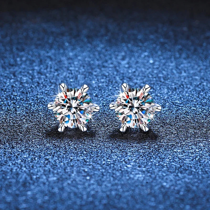 NeeTim 1ct 2ct Moissanite Screw Earrings for Women 925 Sterling Silver with Gold Plated Diamond Wedding Party Girl Stud Earrings Vera Lux