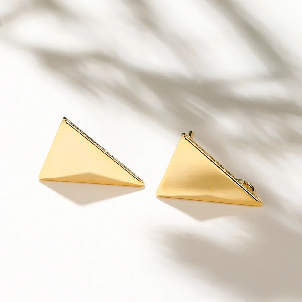10pcs/lot 10x15MM 18K Gold Plated Brass Triangle Stud Earrings High Quality DIY For Jewelry Making Finding Earrings Accessories Vera Lux