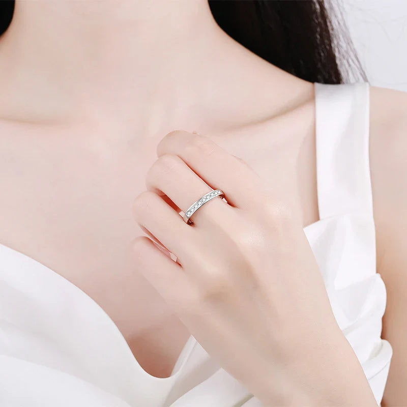 NeeTim 2mm Moissanite Ring for Women 925 Sterling Silver Rings with Gold Plated Wedding Bridal Proposal Promise Engagement Band Vera Lux
