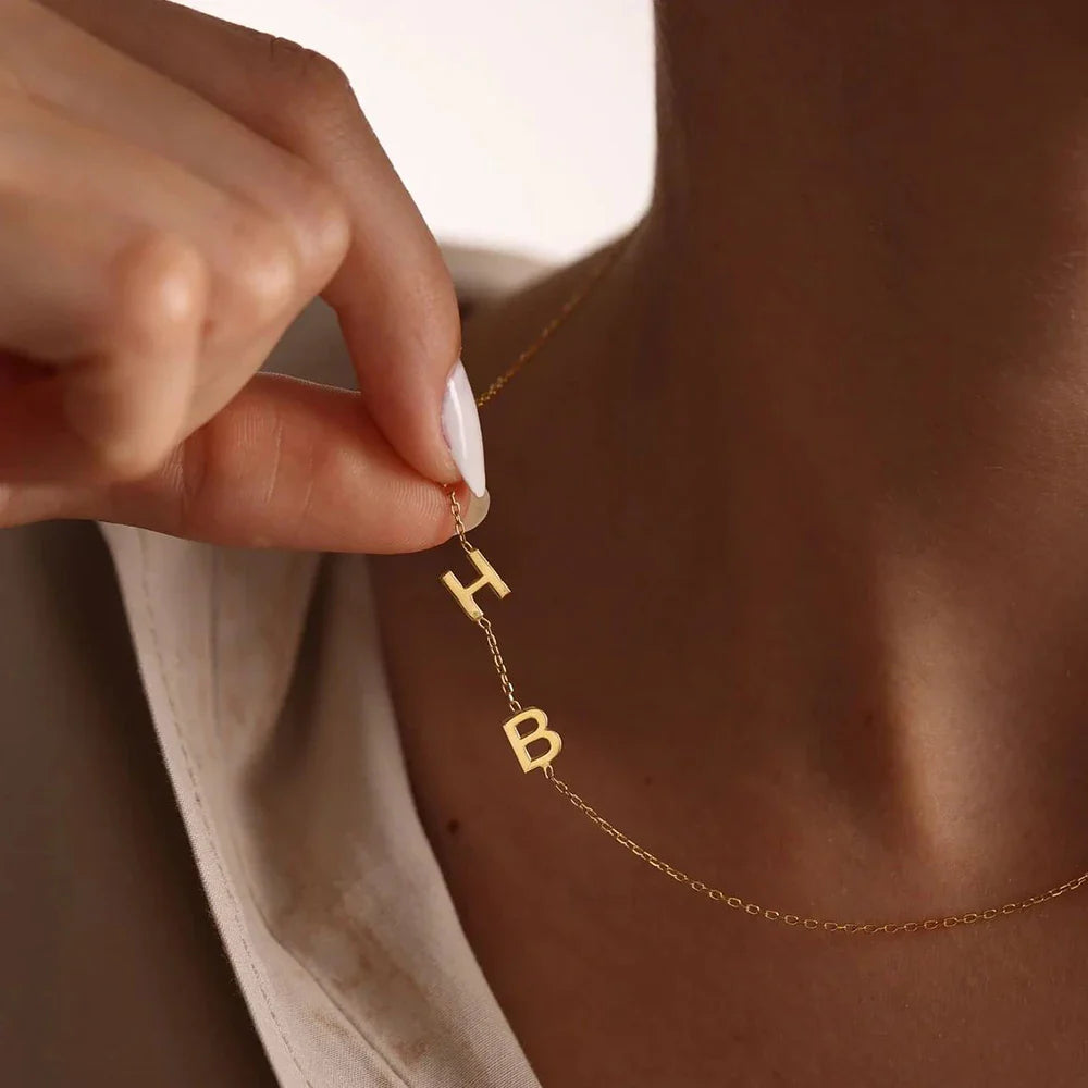 SUNIBI Custom Name Necklace for Woman 26 Letter Plain Pendant Choker Charm Patchwork Gold Color Necklace Women Fine Jewelry Gift Vera Lux