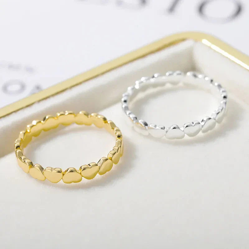 Stainless Steel Heart Rings For Women Gold Color Heart  Engagement Wedding Ring Luxury Wedding Aesthetic Fashion Jewelry Gift Vera Lux