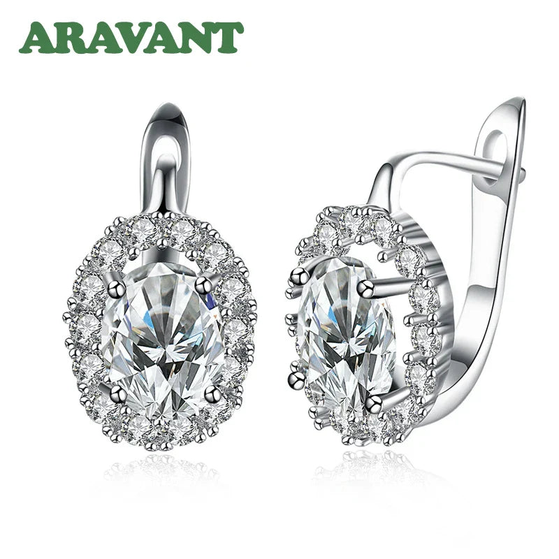 925 Silver Green/White Zircon Drop Earring For Women Wedding Jewelry Vera Lux