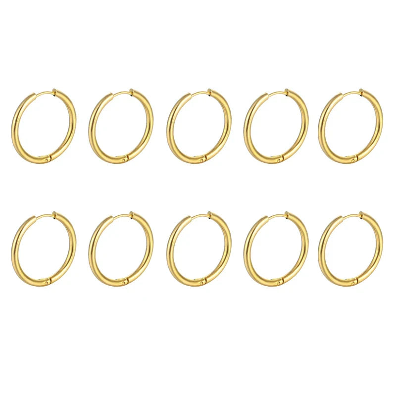 10/20Pcs Minimalist 316L Stainless Steel Small Hoop Earrings For Women Man Classic Round Earrings Fashion Ear Piercing Jewelry Vera Lux