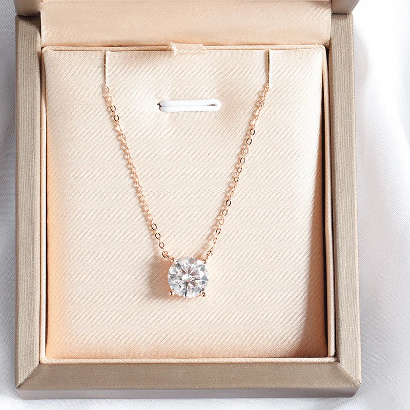 Smyoue 1-5CT Rose Gold Color Moissanite Necklace for Women D Color Sparkling Classic Lab Diamon Pendant Sterling Silver 925 100% Vera Lux