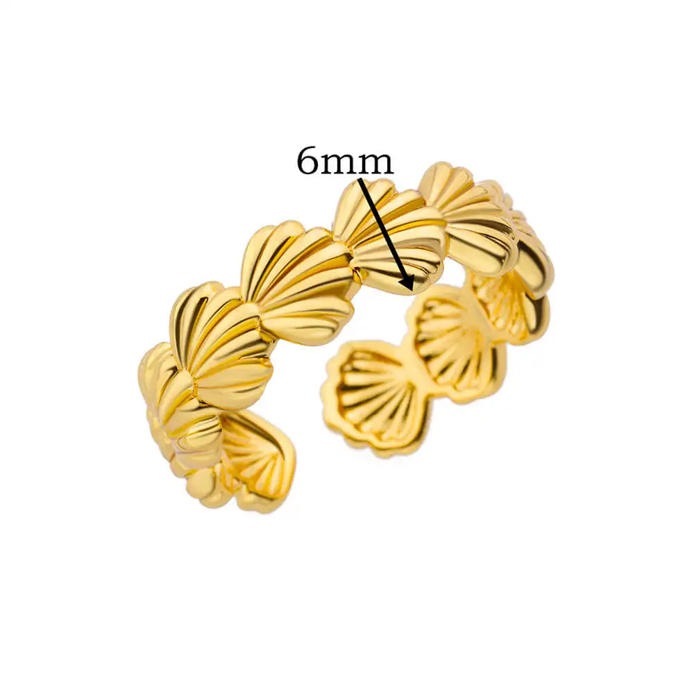 Shell Rings for Women Gold Plated Stainless Steel Rings Finger Chunky Wedding Statement Jewelry Shell Ring Trend Gift anillos Vera Lux