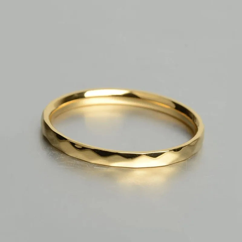 2mm Thin Stackable Ring Stainless Steel Multi-Faceted Wedding Band for Women Girl Size 5-10 Vera Lux