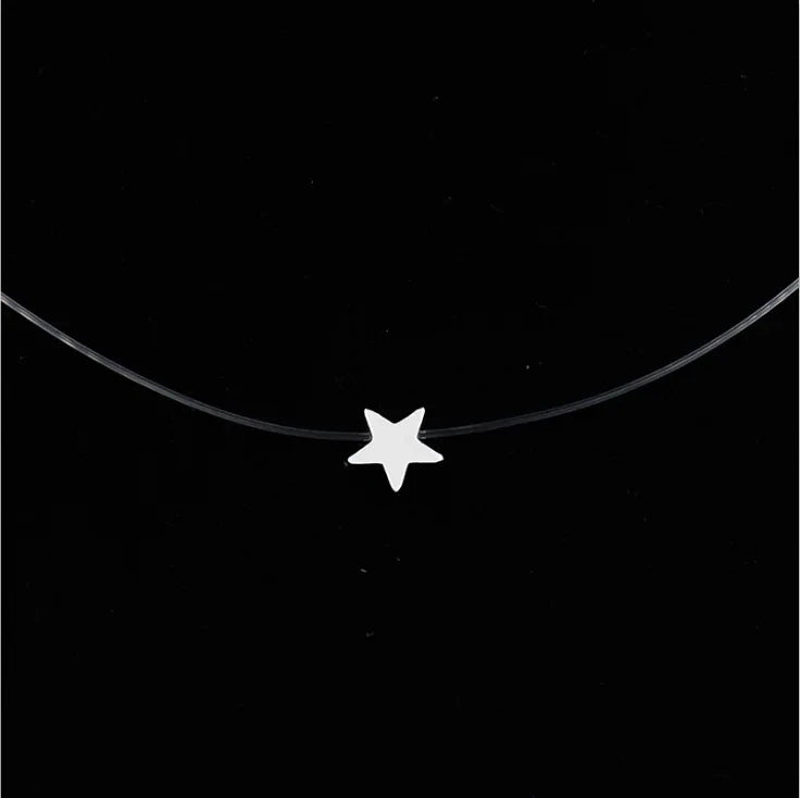 5 Colors Dazzling Zircon Necklace Invisible Transparent Fishing Line Simple Pendant Necklace Jewelry For Women Pearl Jewelry Vera Lux