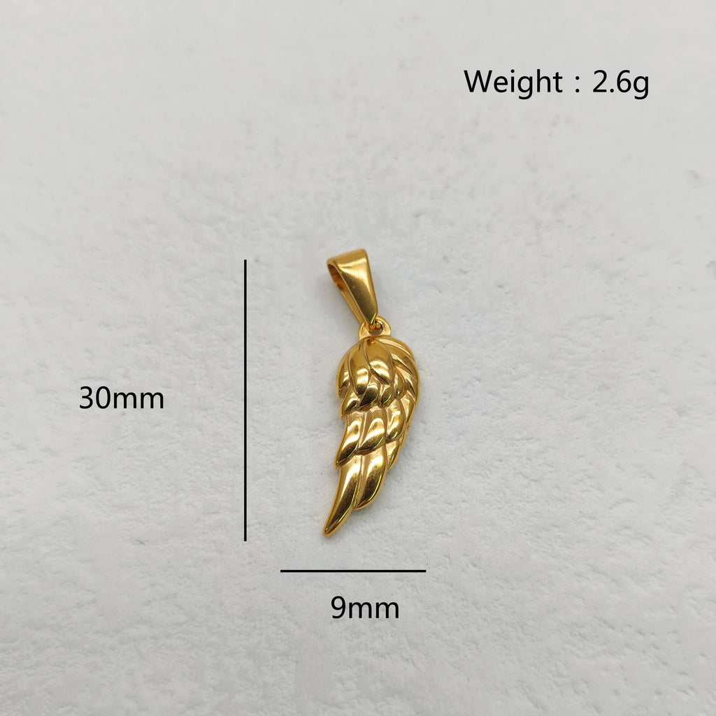 18K Gold Plated Angel Wing Pendant Necklace - Vintage Feather Design for Men, Stainless Steel Chain Jewelry Gift Vera Lux