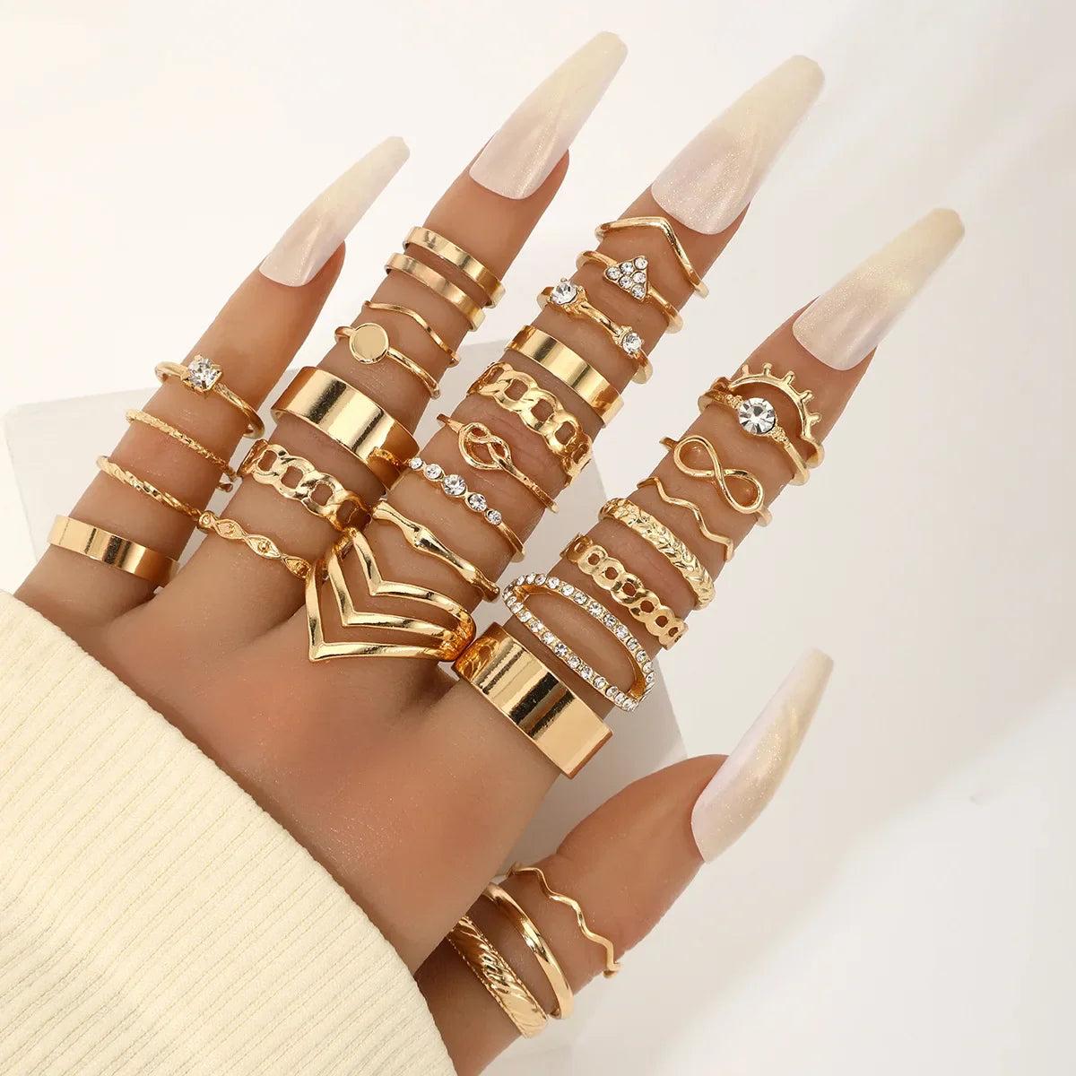 30Pcs Gold Color Knuckle Rings Set For Women Bohemian Geometric Finger Ring Girls Wedding Party Jewelry Gift Vera Lux