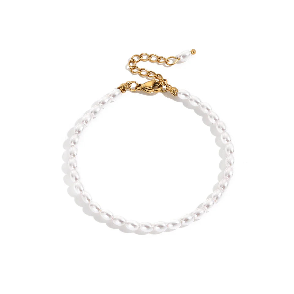COLALA Imitation Pearl Bracelet Oval Pearl Stainless Steel Bracelet Women's Holiday Gift Vera Lux