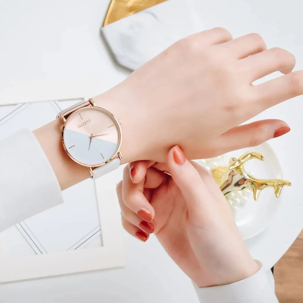 Women Watch Set Luxury Fashion Colourful PU Leather Strap Ladies Quartz Wristwatch Alloy Bracelet For Ladies Gift Vera Lux