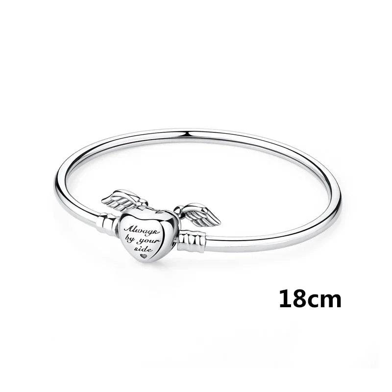 Original 925 Sterling Silver Bracelets Bangles Love Family Friends Heart Charms Beads Bangle For Women DIY Luxury Jewelry Gift Vera Lux