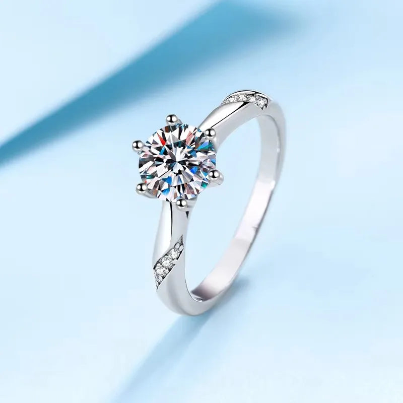 NeeTim 1ct - 3ct Moissanite Ring 925 Sterling Silver with Gold Plated Diamond Engagement Wedding Band Fine Jewelry For Women Vera Lux