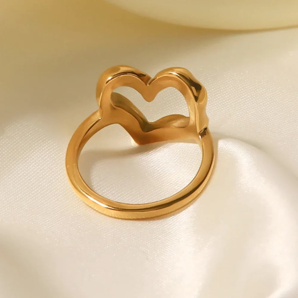 Stainless Steel Rings for Women Gold Color Love Heart Wedding statement Rings Stylish Jewelry Accessories Wholesale Dropshipping Vera Lux
