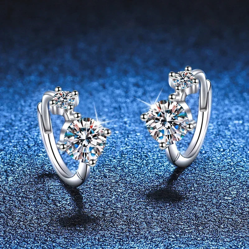 NeeTim Full Moissanite Hoop Earrings 925 Sterling Silver with 18K Gold Plated Wedding Luxury Jewelry Gift Passed Diamond Tester Vera Lux