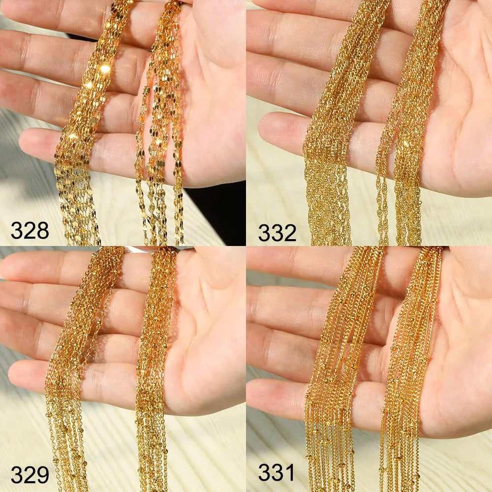 10pcs/Lot 45cm Stainless Steel Golden/Silvery Color 304 Chains Necklace Women Jewelry Making Accessories DIY Handmade Supplies Vera Lux