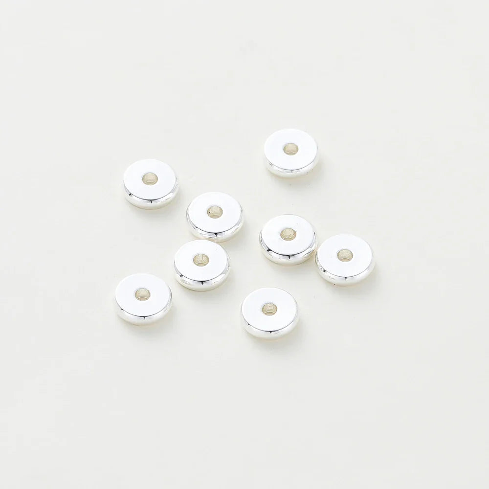 50pcs/lot 14K/18K Gold Color Plated Brass 4mm 5mm 6mm Round Spacer Beads Flat Bracelet Beads for DIY Jewelry Accessories Vera Lux