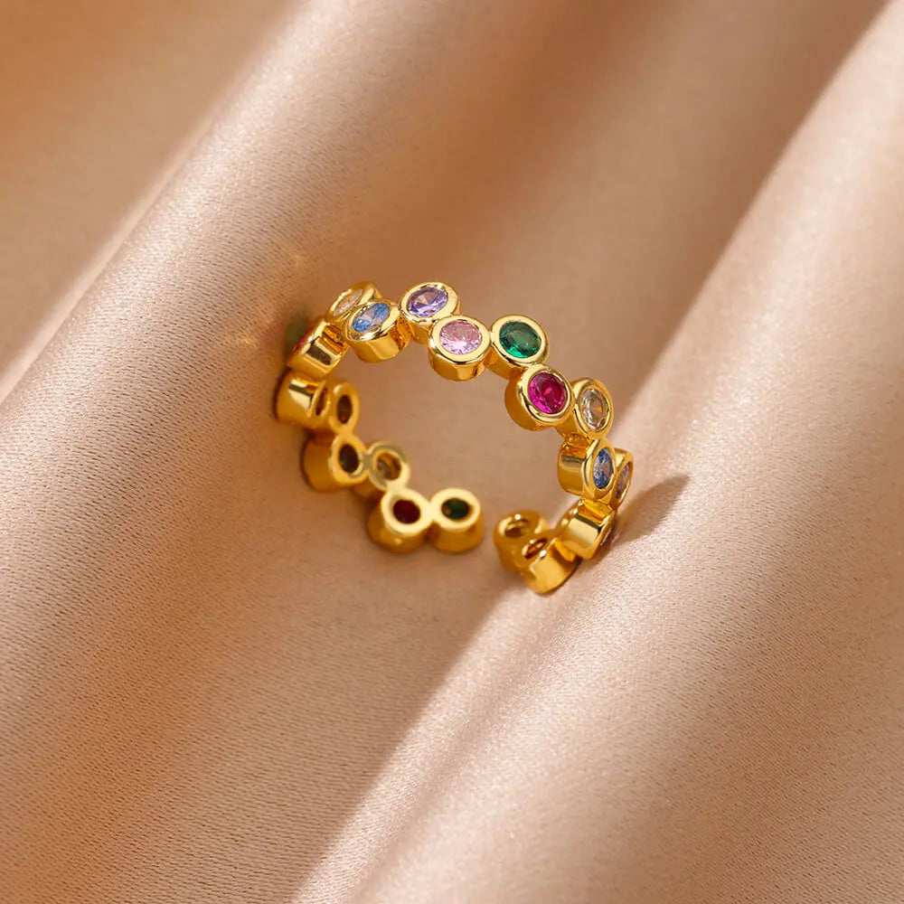 Pinky Zircon Ring for Women Stainless Steel Gold Color Ring 2025 Trend Couple Waterproof Aesthetic Wedding y2k Jewelry anillos Vera Lux