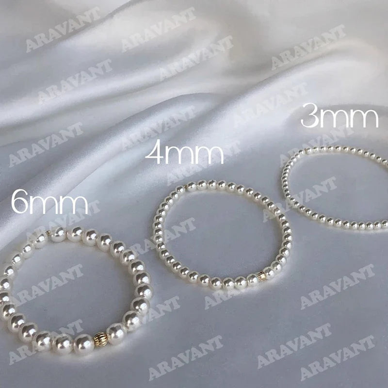 Aravant 925 Silver 3mm/4mm/6mm/8mm Pearl Bracelets Chains For Women Wedding Fashion Jewelry Vera Lux