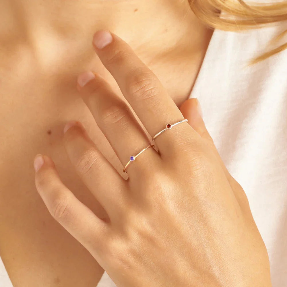 316 Stainless Steel Birthstone Ring Gold Color Simple Fashion Style For Women Festival Party Gift Jewelry Dropshipping Vera Lux