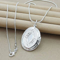 925 Sterling Silver Oval Round Photo Frame Pendant Necklace 18/20-28/30 Inch Snake Chain For Woman Man Wedding Jewelry Vera Lux