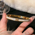Elegant Gold Color Bangle With Sparkling Rhinestone Glamorous Stainless Steel Bracelet Women's Formal Dinners Jewelry Vera Lux
