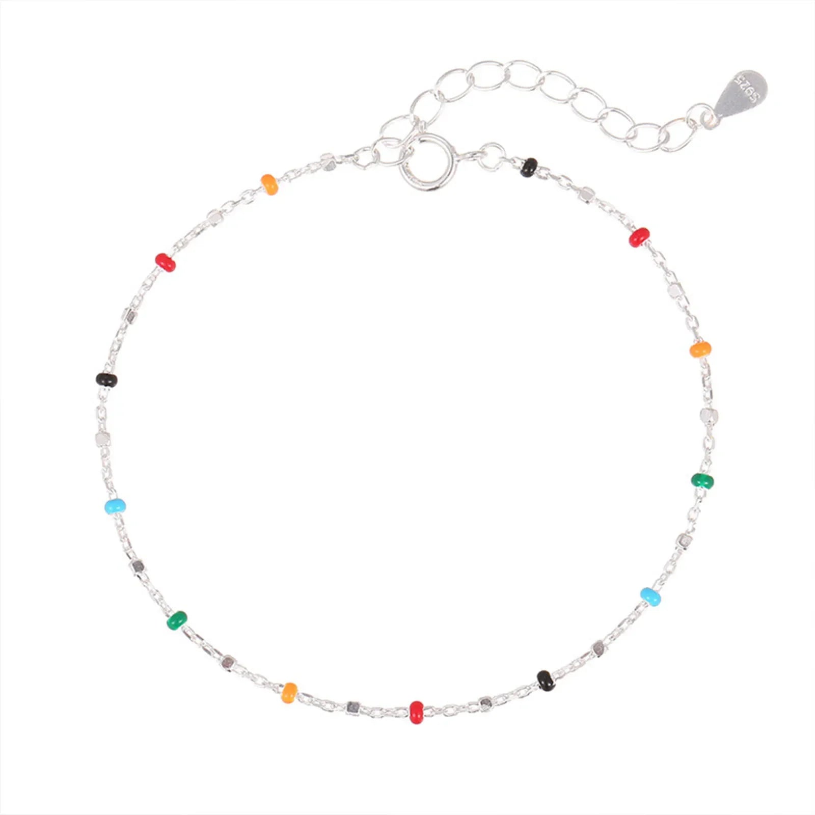 S925 Silver Dopaamine Colored Bean Bracelet Women's Popular INS Summer Niche Thin Fashion Jewelry Trendy Accessory Vera Lux