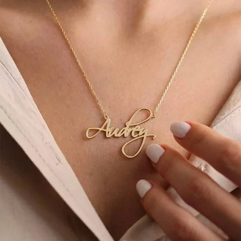 Customized Name Letter Necklace Personalized Stainless Steel Simple Pendant Clavicle Chain Women's Jewelry Valentine's Day Gift Vera Lux