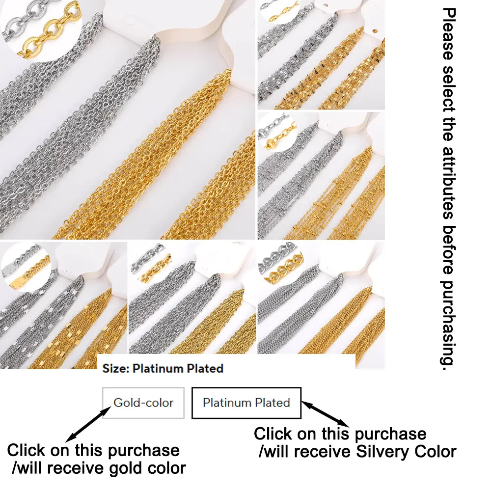 10pcs/Lot 45cm Stainless Steel Golden/Silvery Color 304 Chains Necklace Women Jewelry Making Accessories DIY Handmade Supplies Vera Lux
